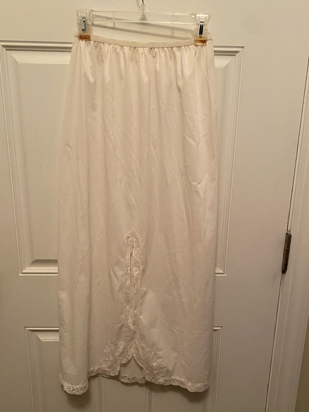 Nylon Antron Long Half Slip with Lace Trim